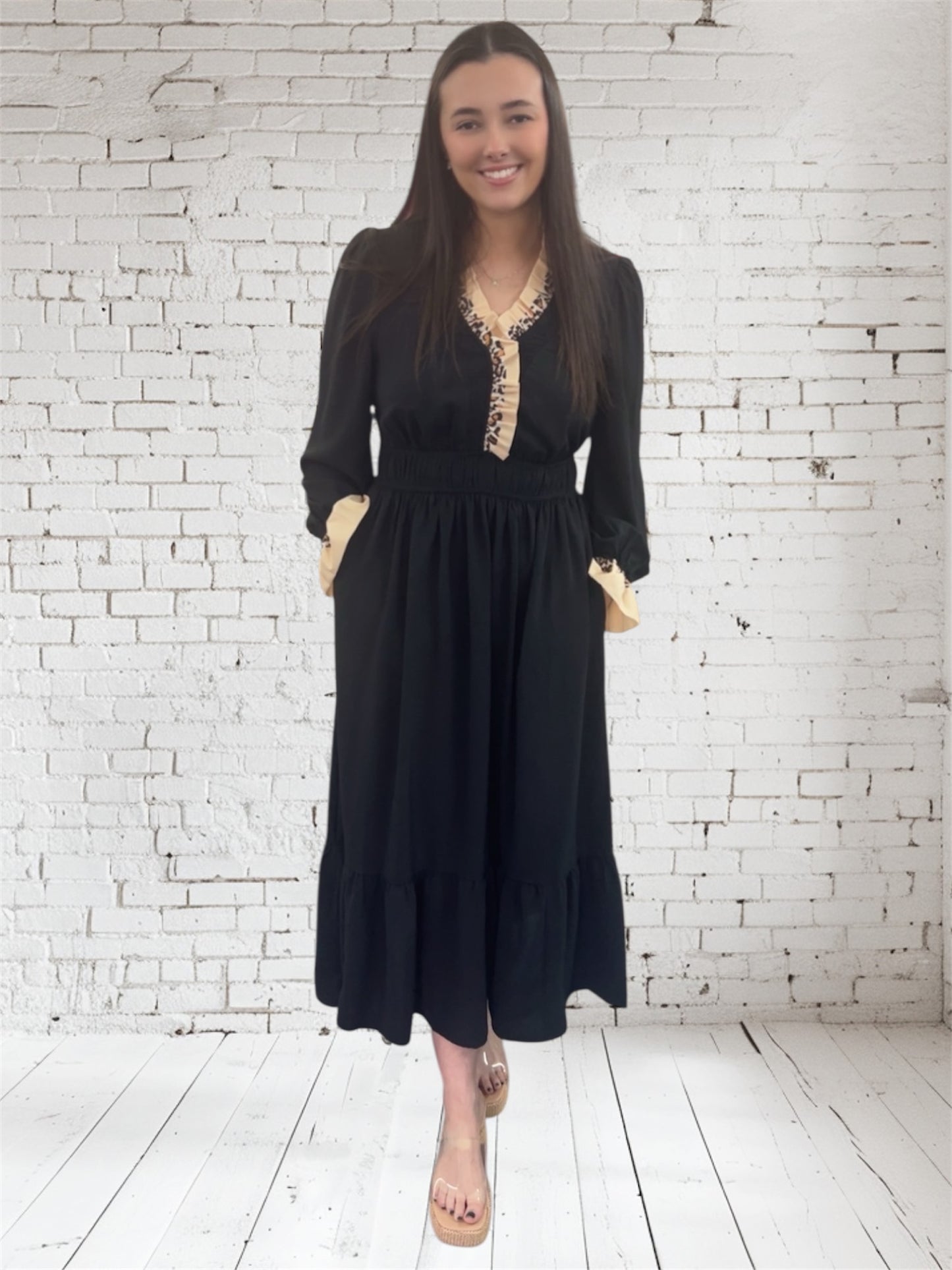 Black Leopard Collar Dress