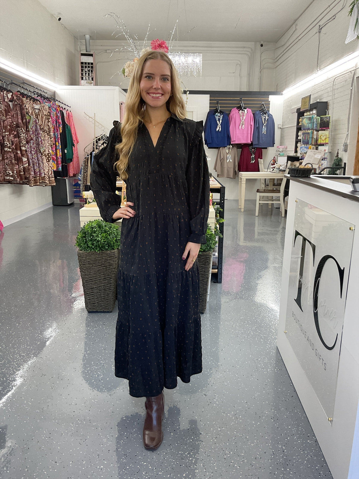 Midnight Charm Midi Dress