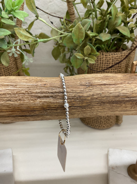 Pearl and Silver Beaded Bracelet