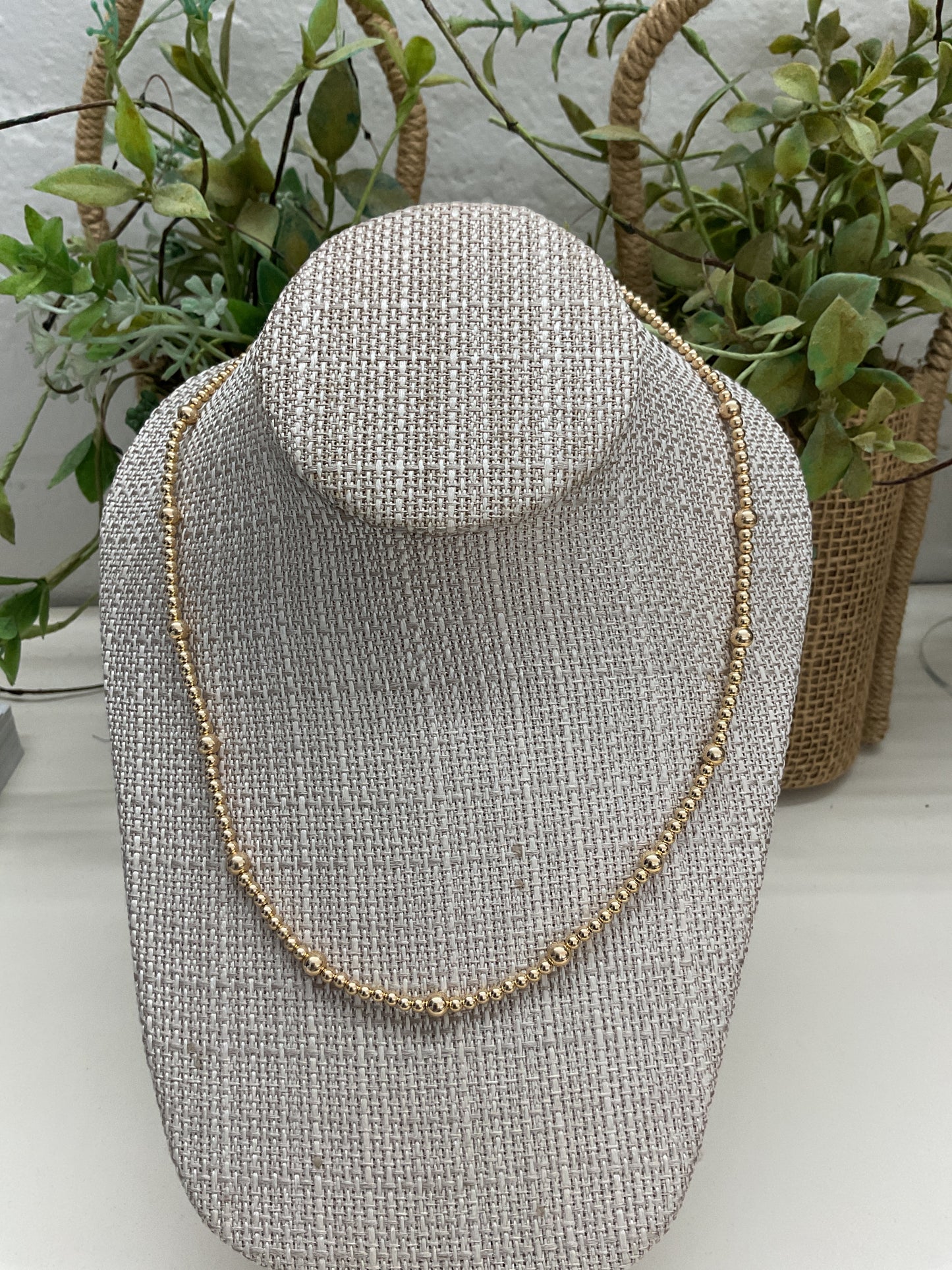 Beaded 14k Gold Necklace