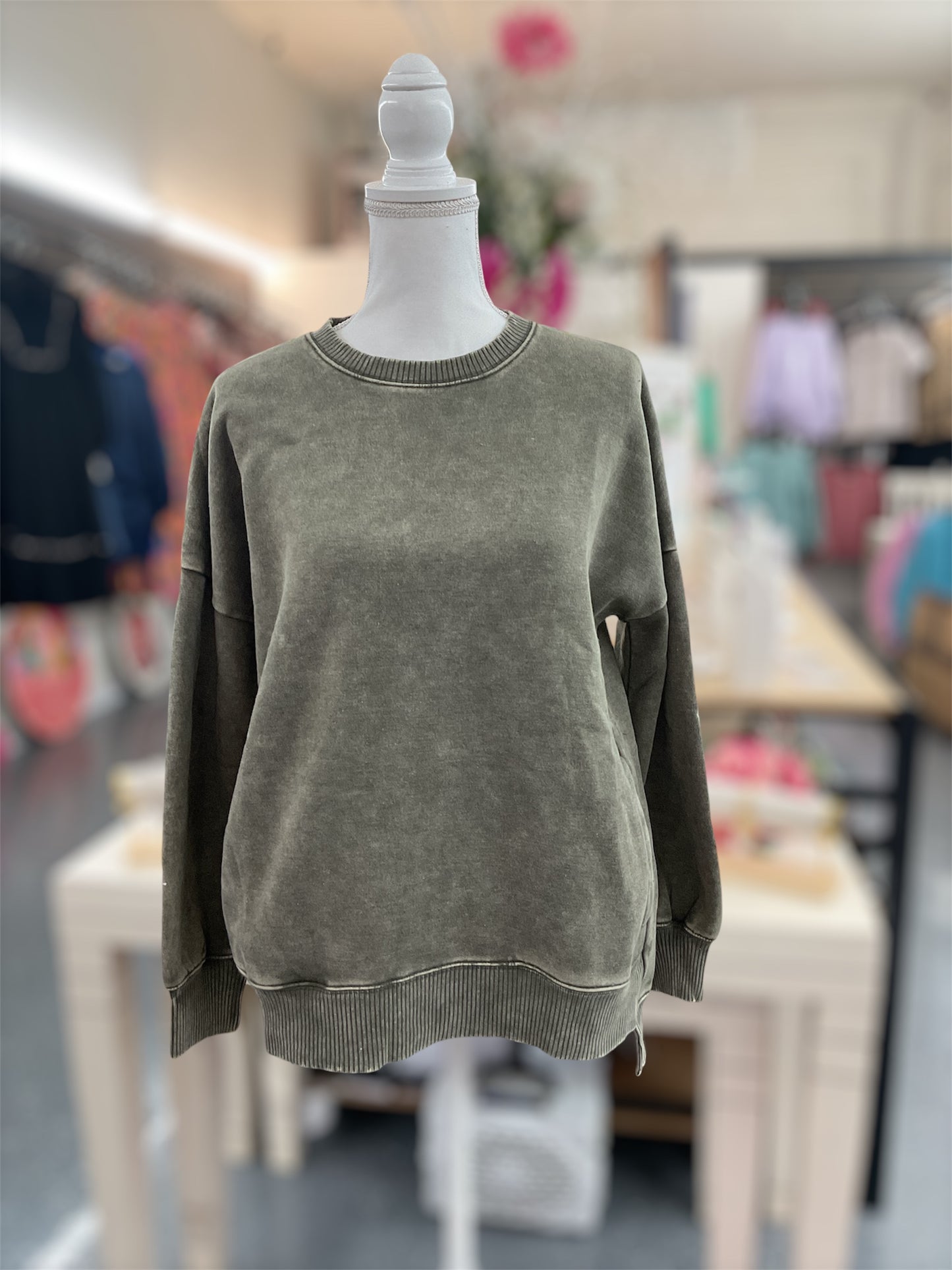 Hi Low Sweatshirt Dark Olive
