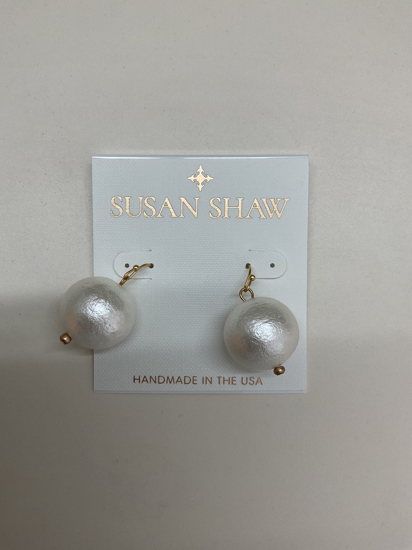 Susan Shaw White Cotton Earrings