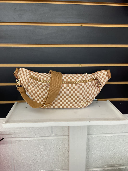 Woven Susie Sidekick Bum Bag Tan Checkered