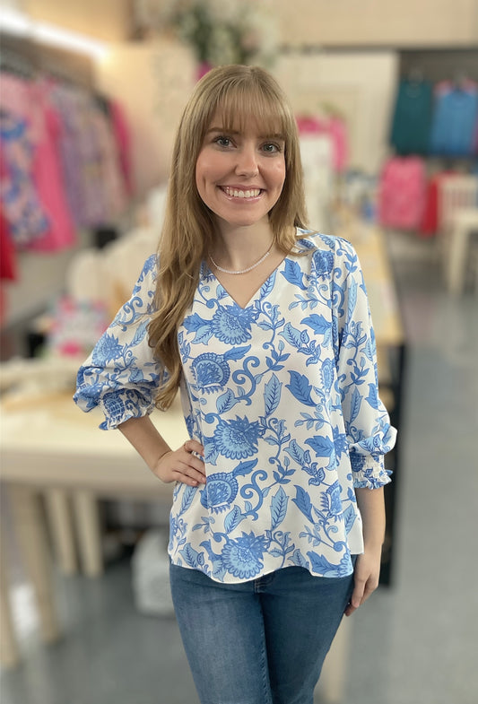 MS Blue Porcelain Vines Top