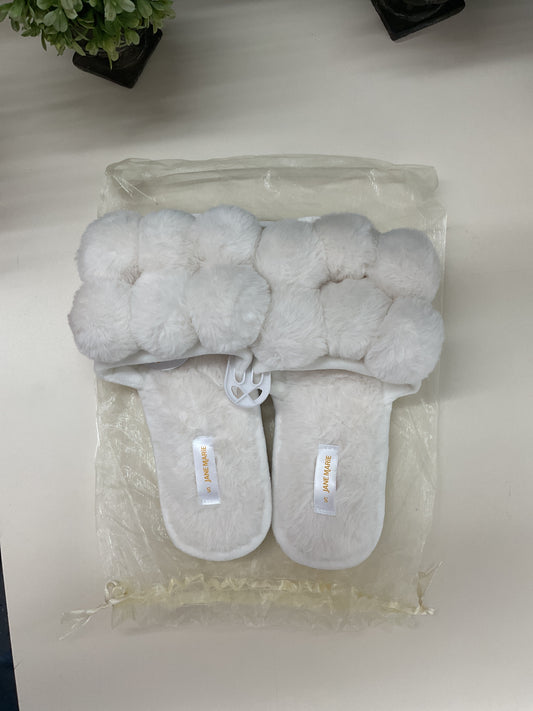 White Pom Open Toe Slipper