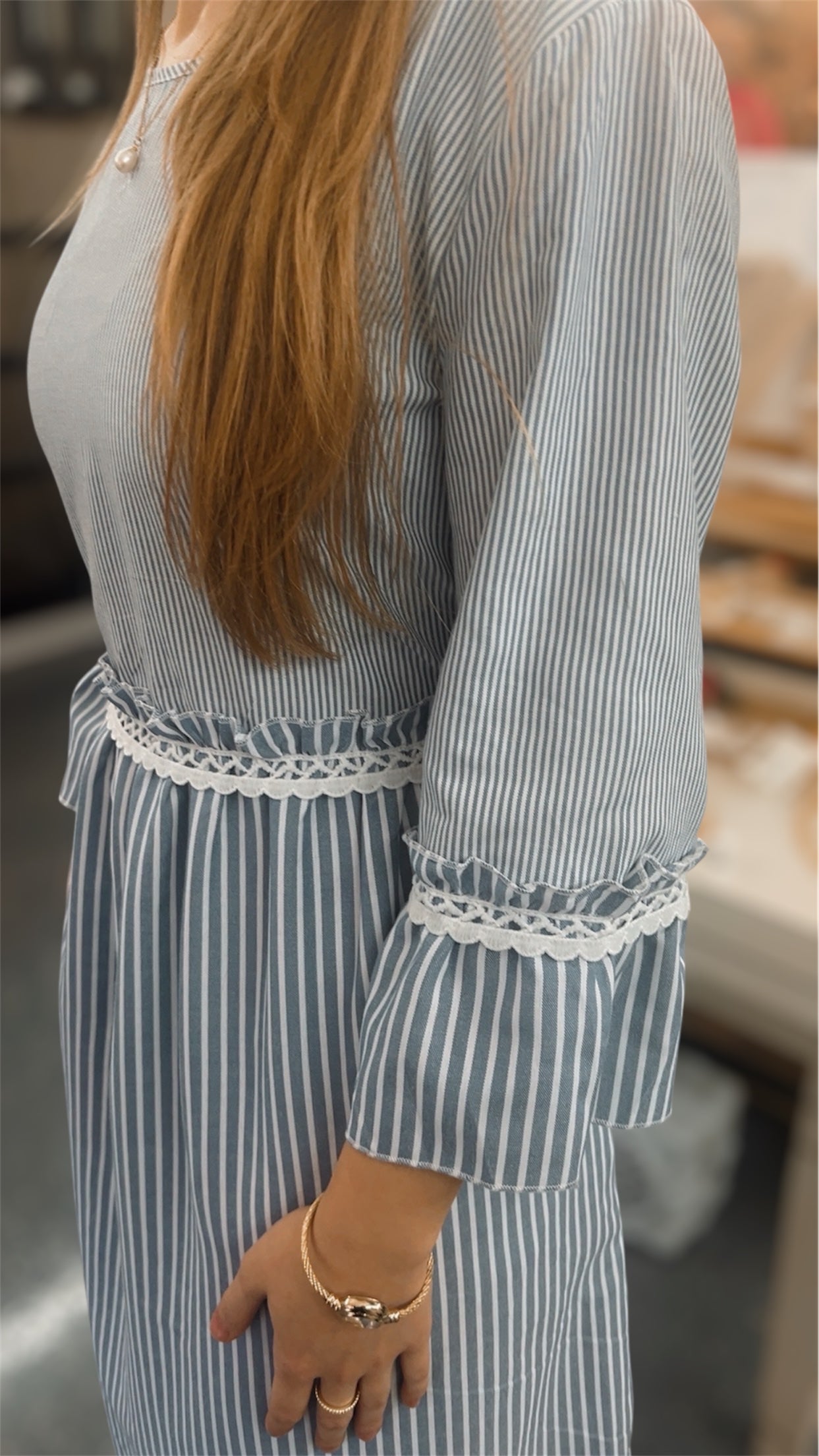 Denim Striped Maxi Dress