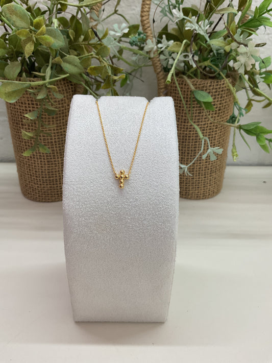 Gold Bubble Cross Necklace