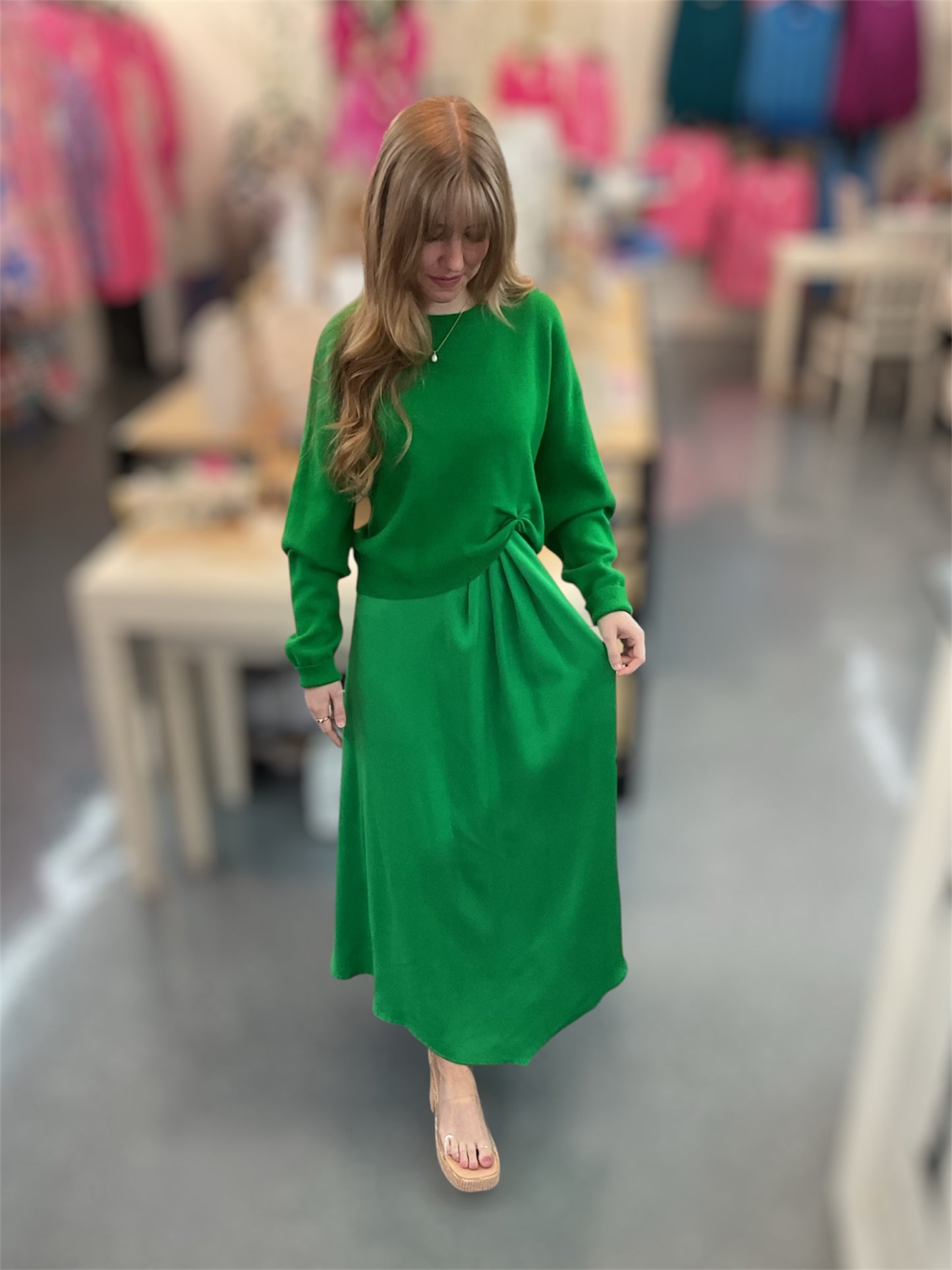 Emerald Ease Midi Dress