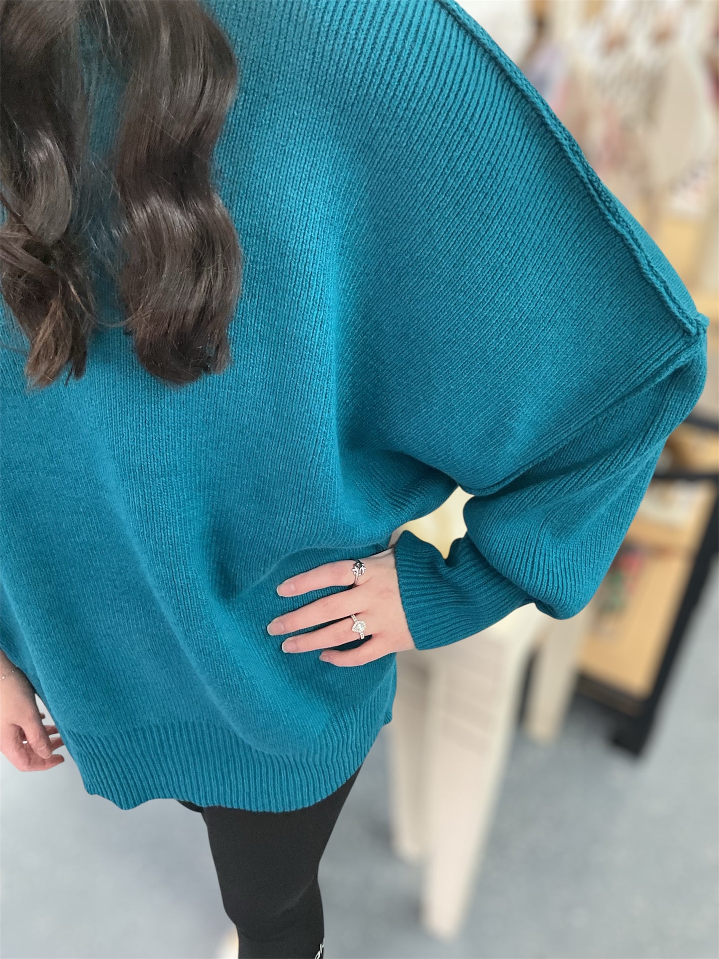 Ocean Teal Ribbed Sweater