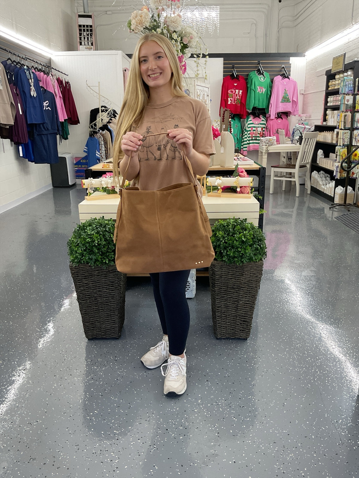 PS Evie Suede Hobo Shoulder Bag - Camel
