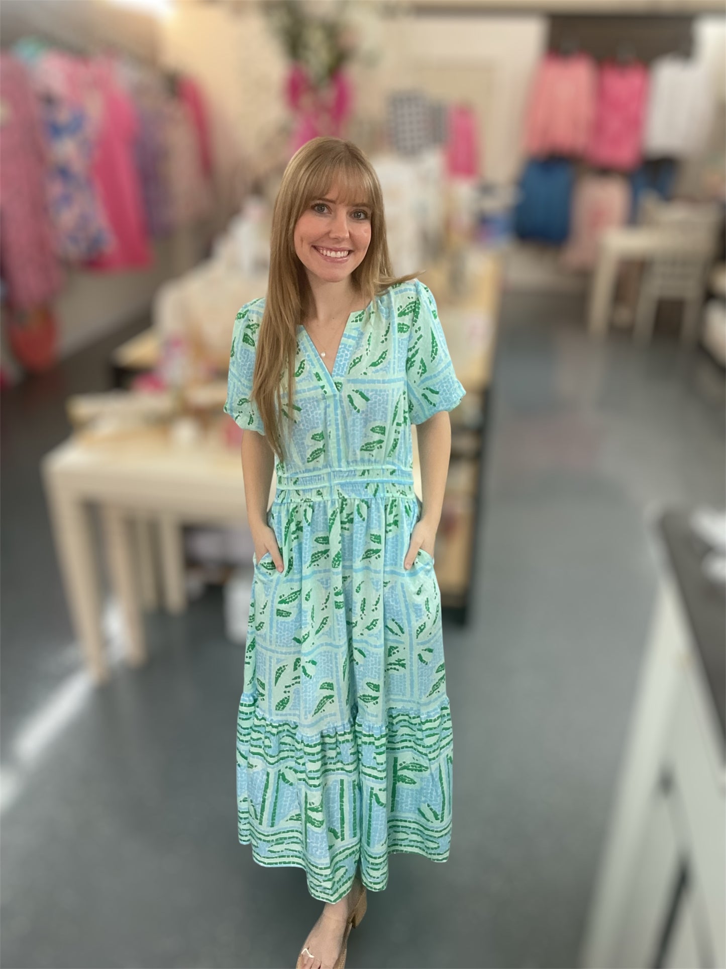 MS Trellis Tiles Blue Dress