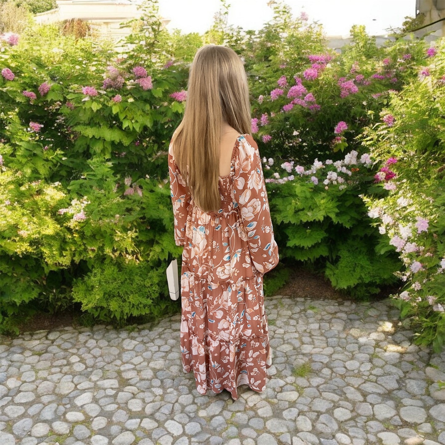 Autumn Bloom Smocked Maxi Dress