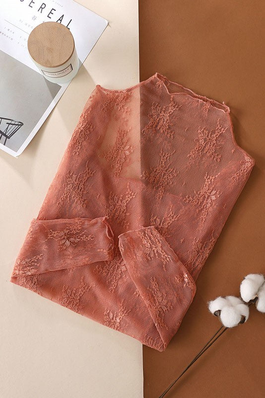 Sheer Brown Lace Top