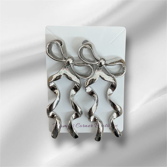 Silver Bow Earrings