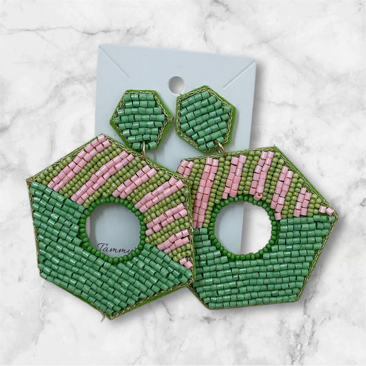 Pink and Green Earrings