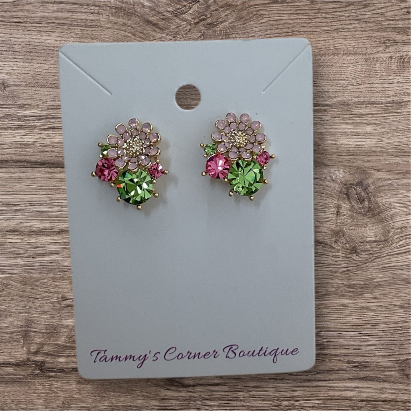 Bejeweled Flower Studs