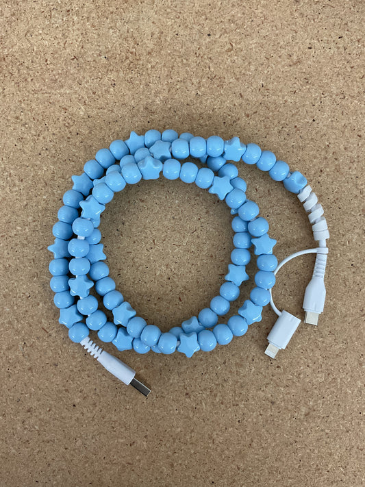Starry Beaded Blue Phone Charger