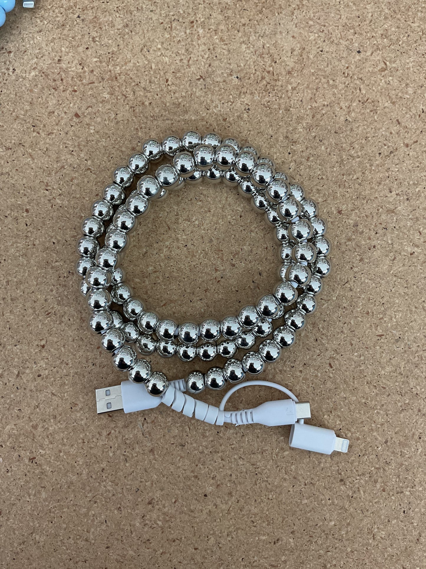Silver Beaded Phone Charger