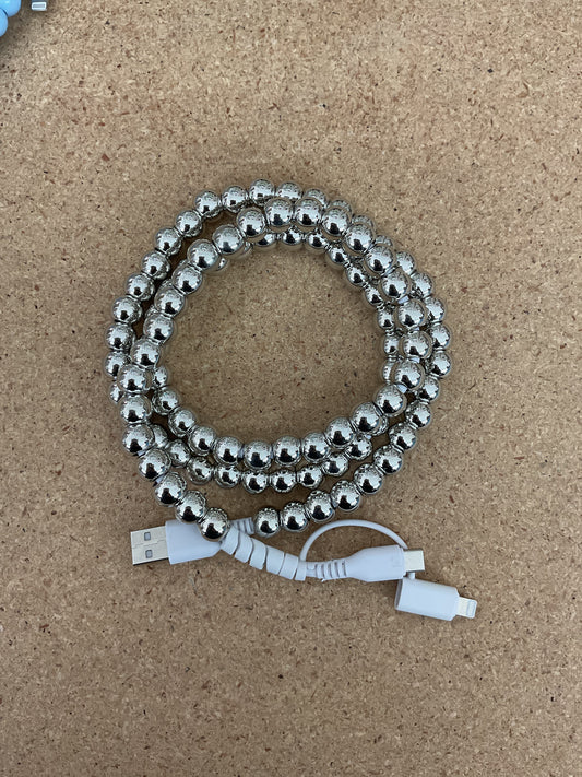 Silver Beaded Phone Charger