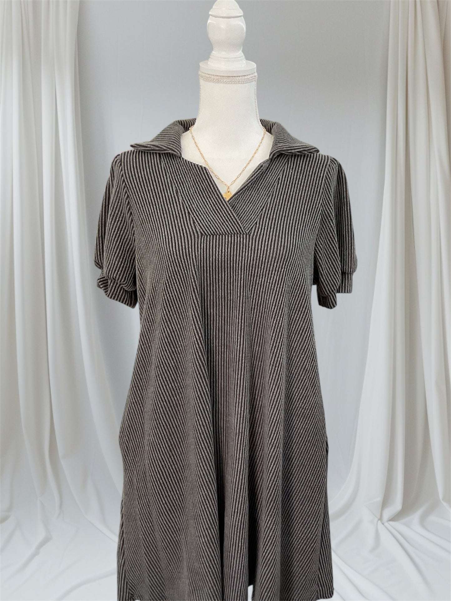 The Black Cozy Collar Dress