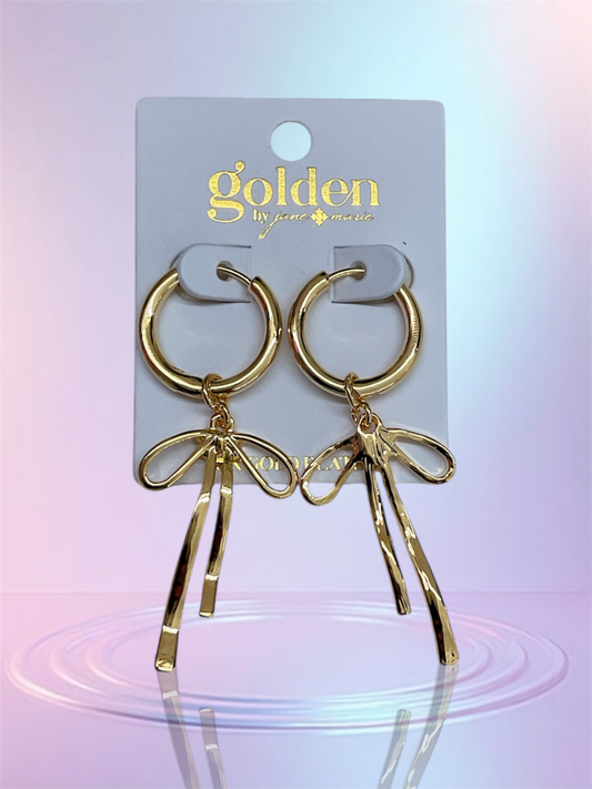 18K Gold Huggie Bow Earrings