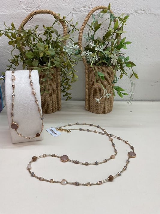 Gold Natural Stone Beaded Necklace