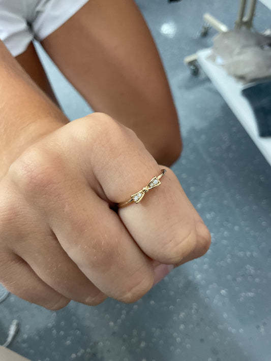 Golden Diamond Bow Ring