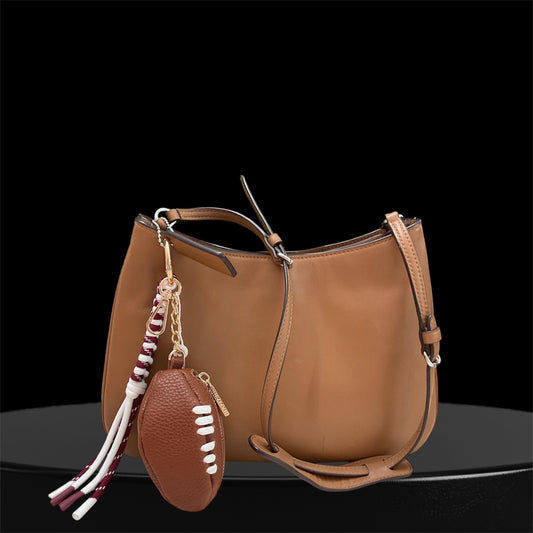 Maroon and White Touchdown Football Bag Charm
