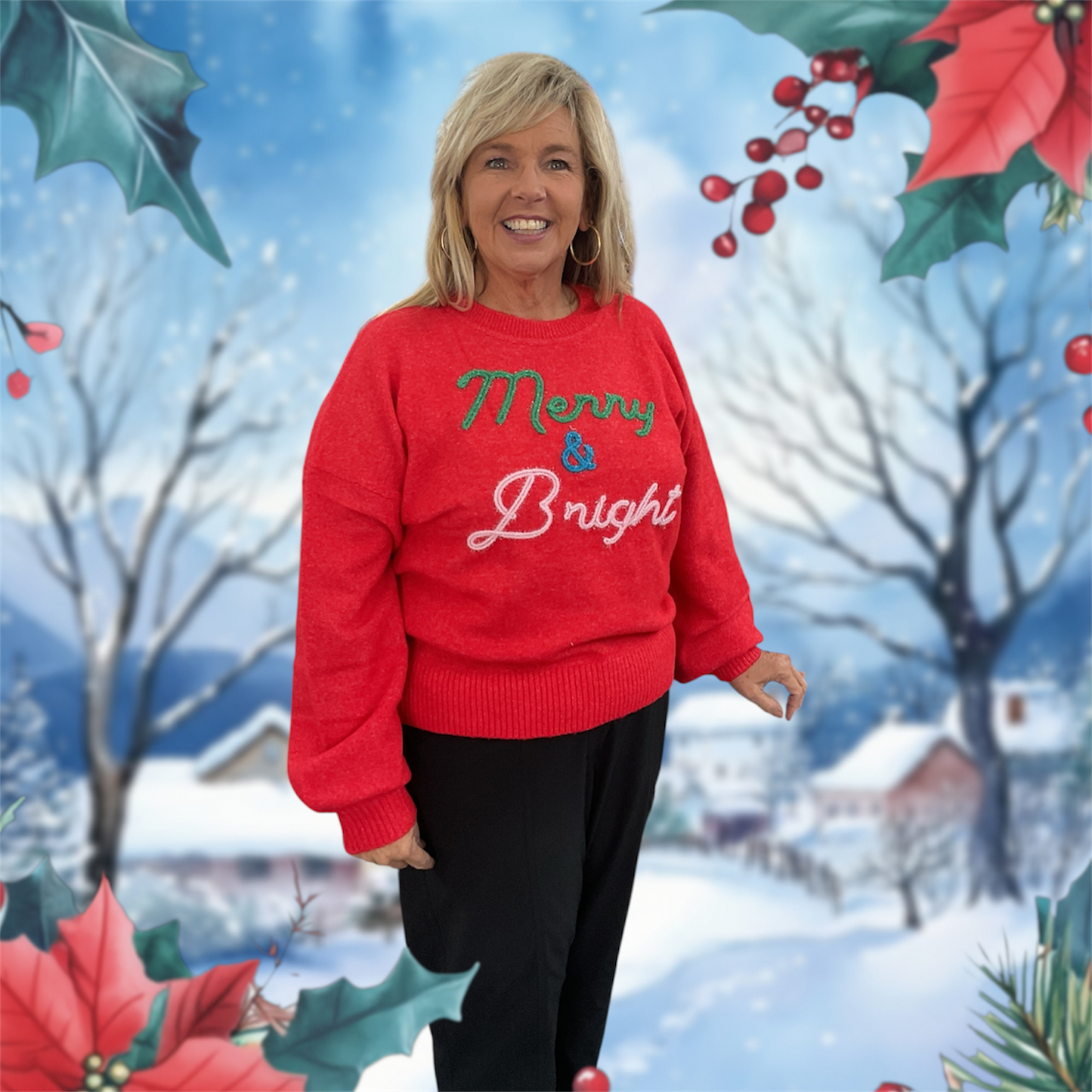 Merry & Bright Red Sweater