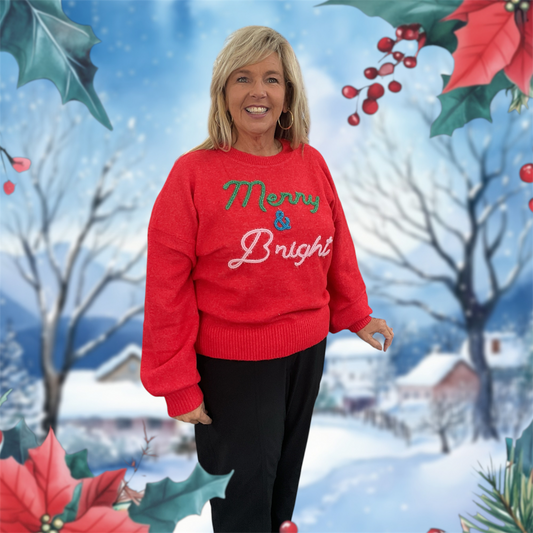 Merry & Bright Red Sweater