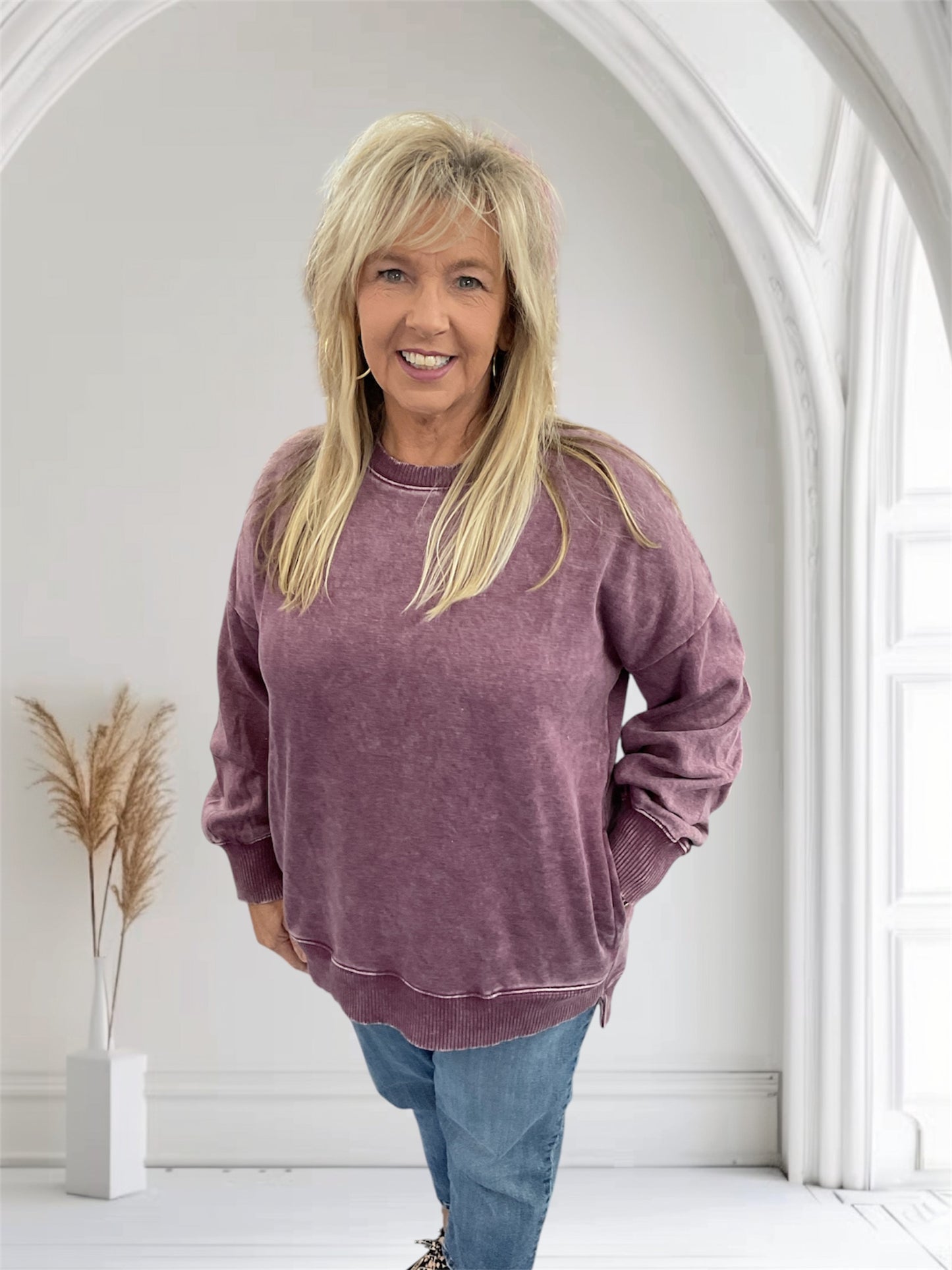 Hi Low Sweatshirt Eggplant