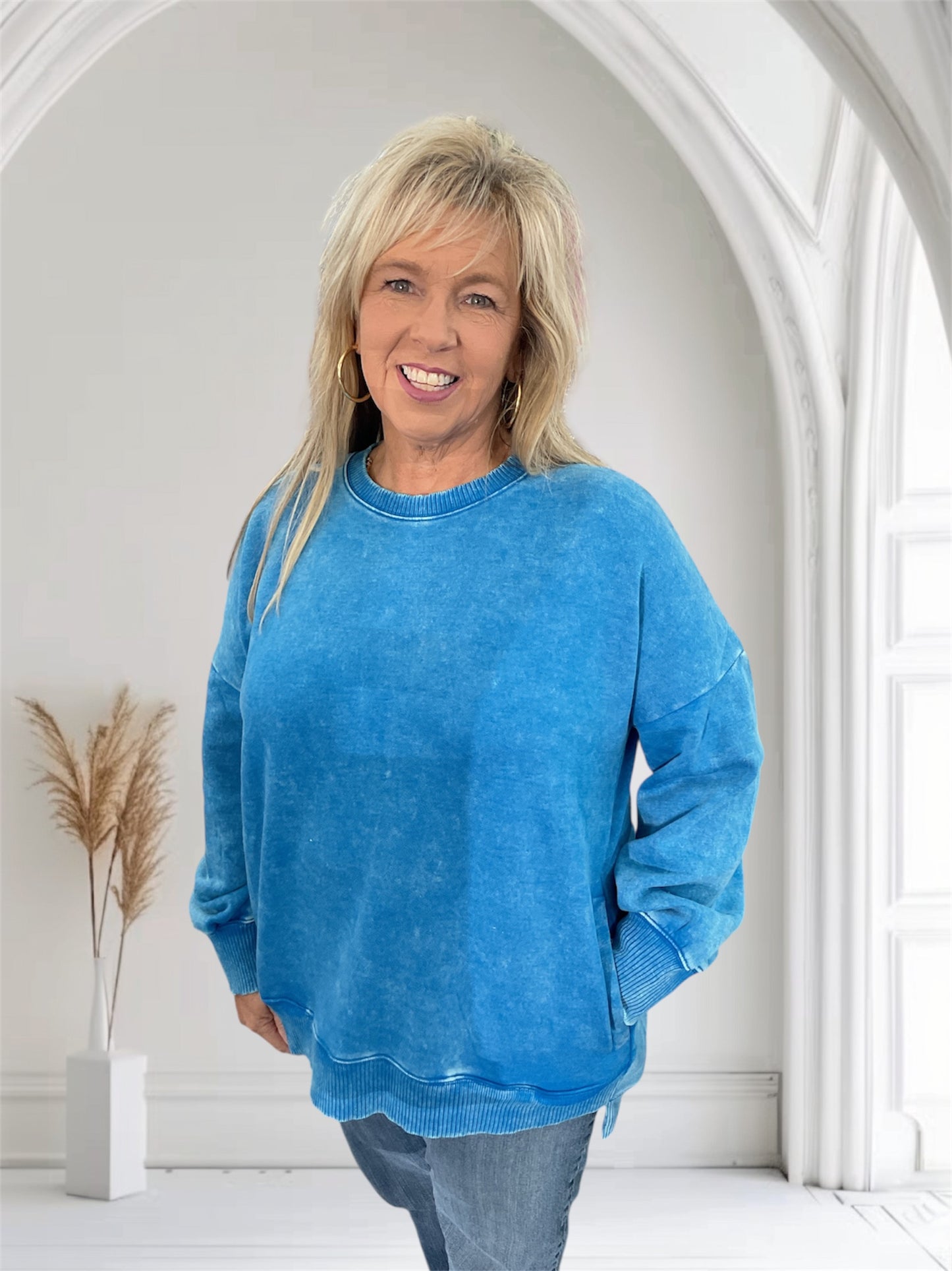 Hi low Sweatshirt Ocean Blue
