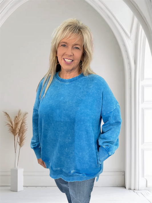 Hi low Sweatshirt Ocean Blue