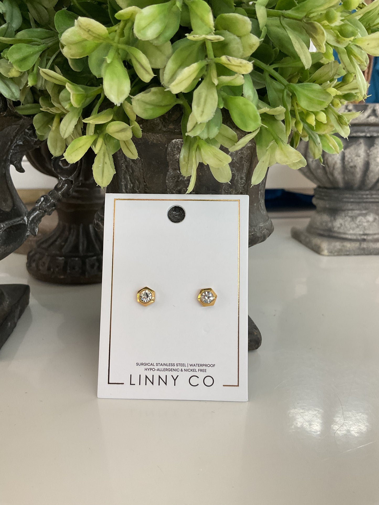 Gold Rhinestone Linny Studs