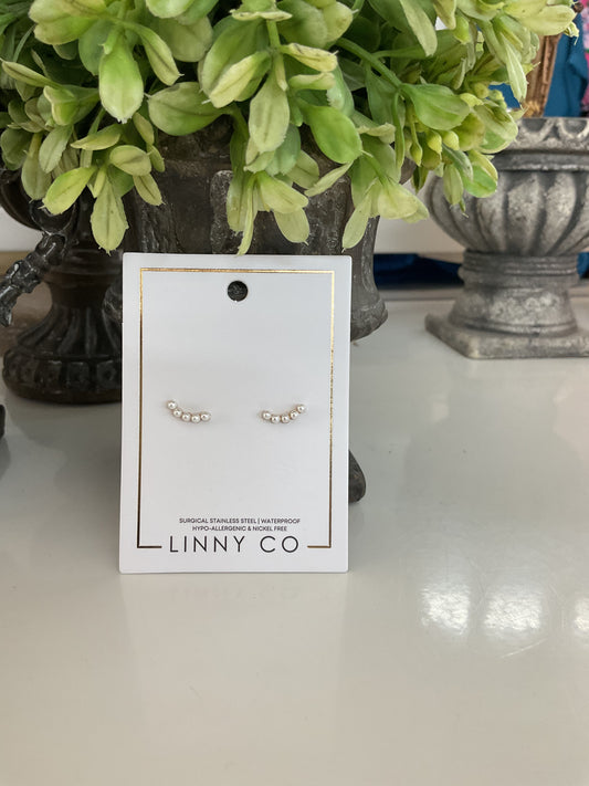 Five Pearl Curve Earrings