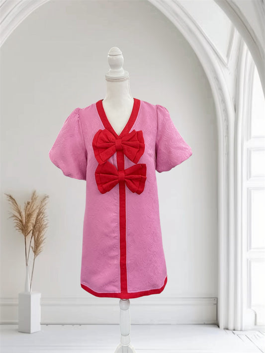 Pink Dress with Doubled Bows