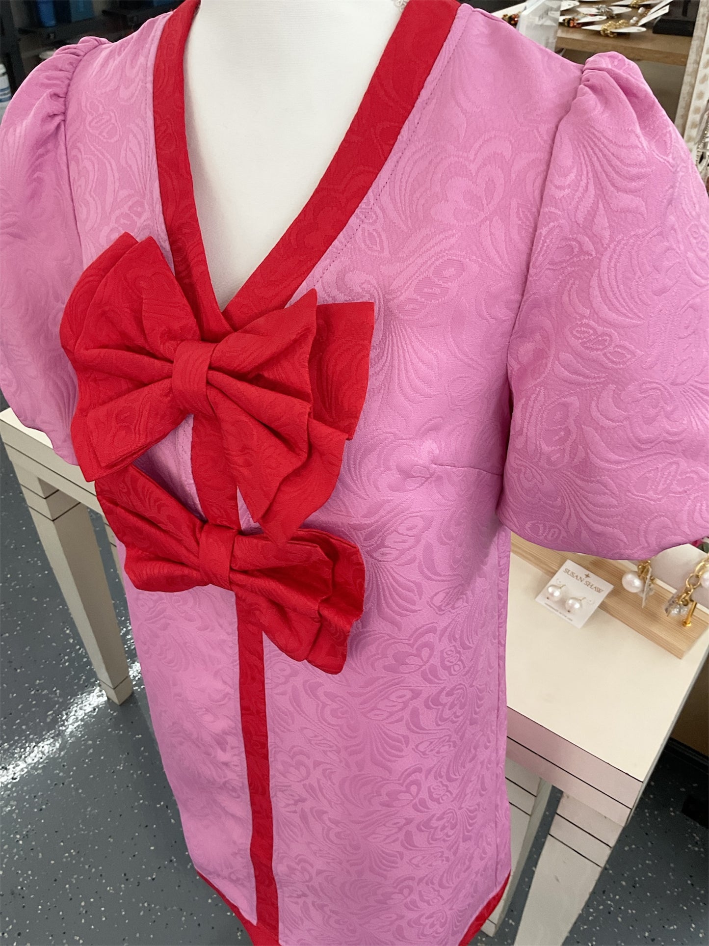 Pink Dress with Doubled Bows