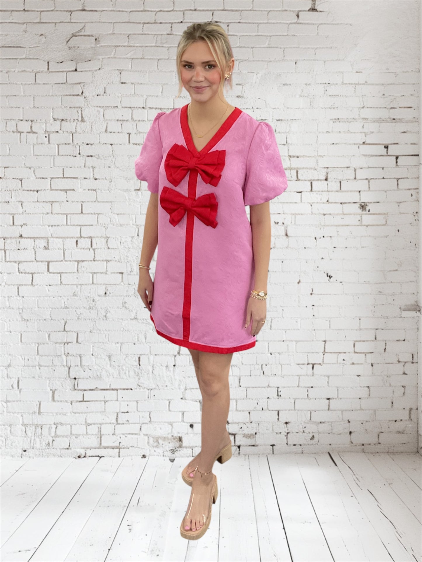 Pink Dress with Doubled Bows