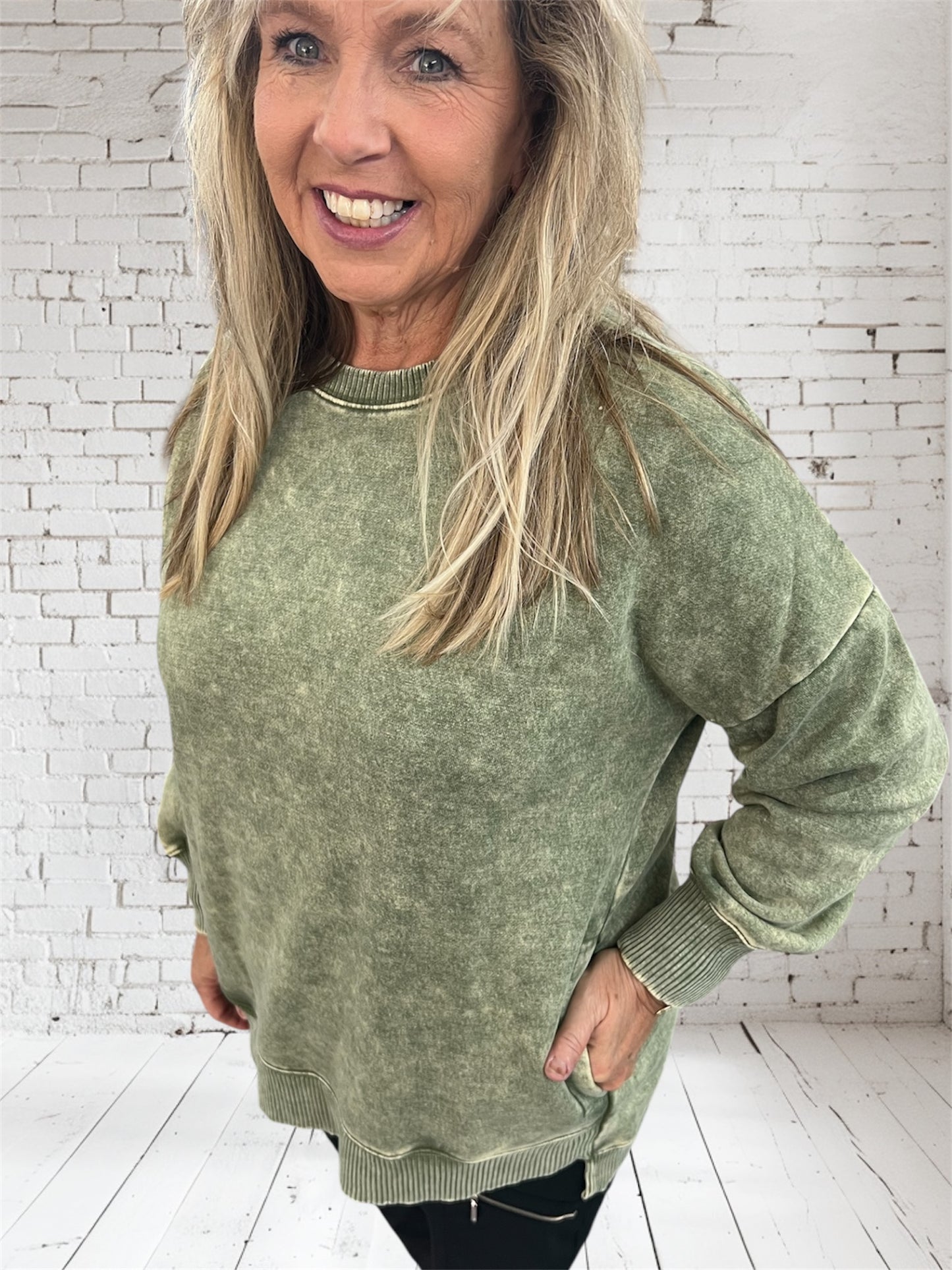 Hi Low Sweatshirt Olive