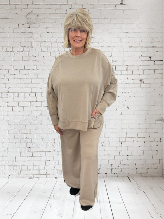 Beige Mocha Pullover Set