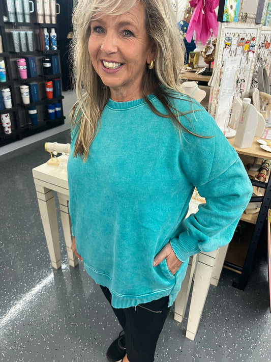 Hi Low Sweatshirt Lt. Teal