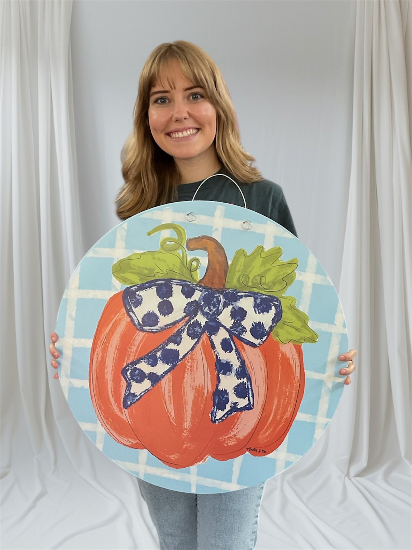 Door Hanger Pumpkin with Bow