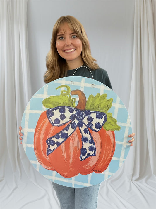 Door Hanger Pumpkin with Bow