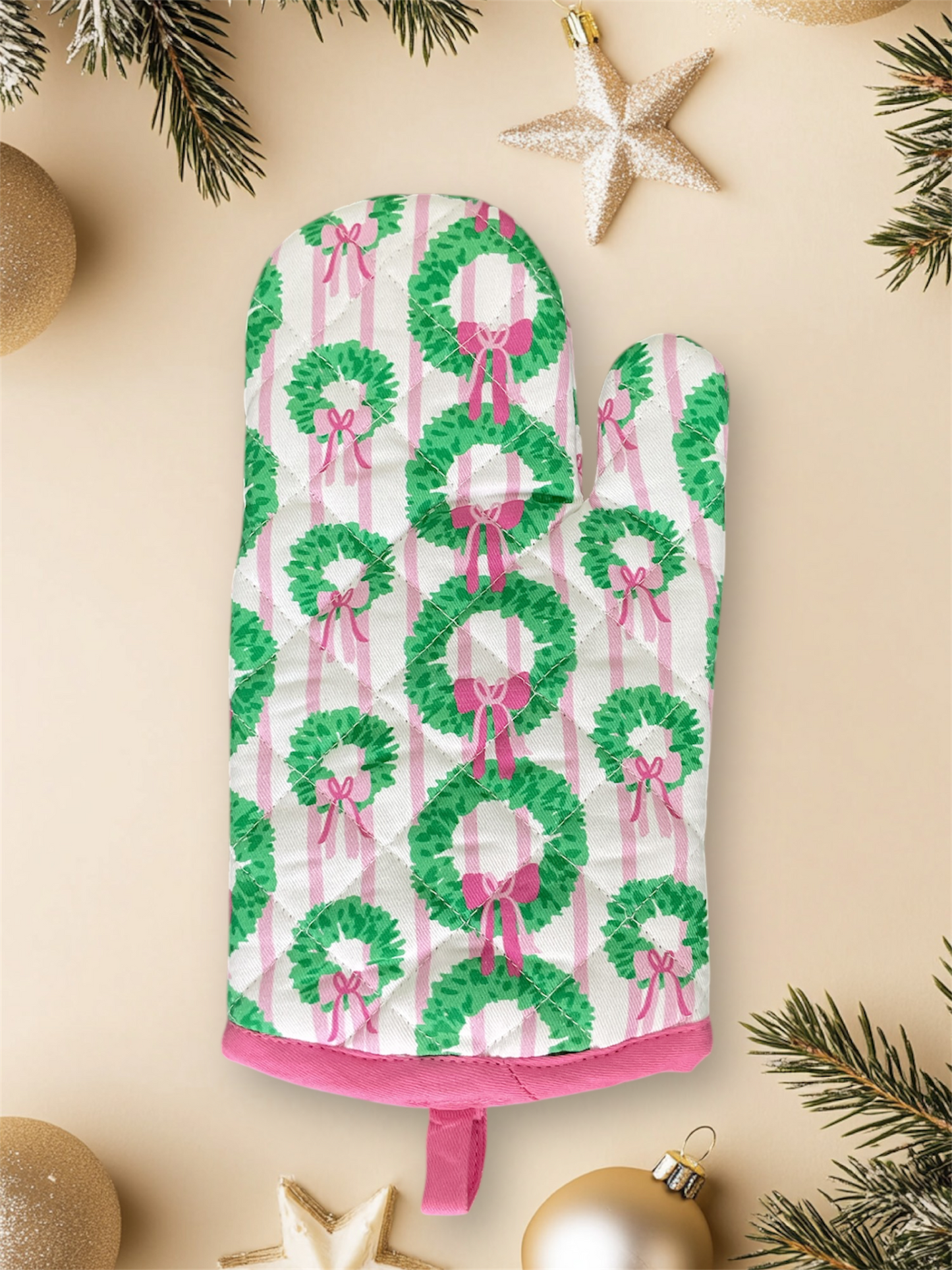 Rosy Wreath Oven Mitt