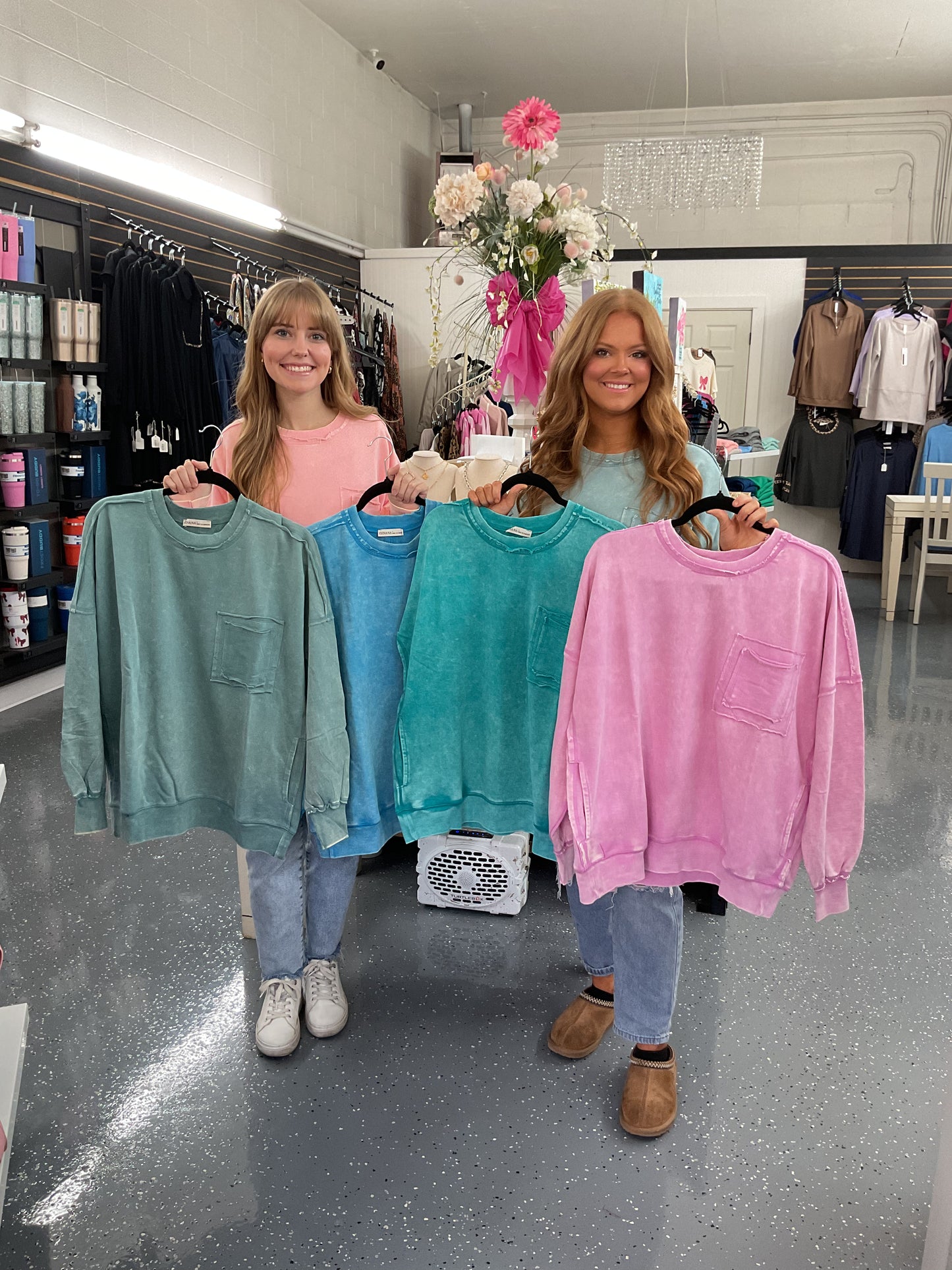 French Terry Pocket Pullover Lt Teal