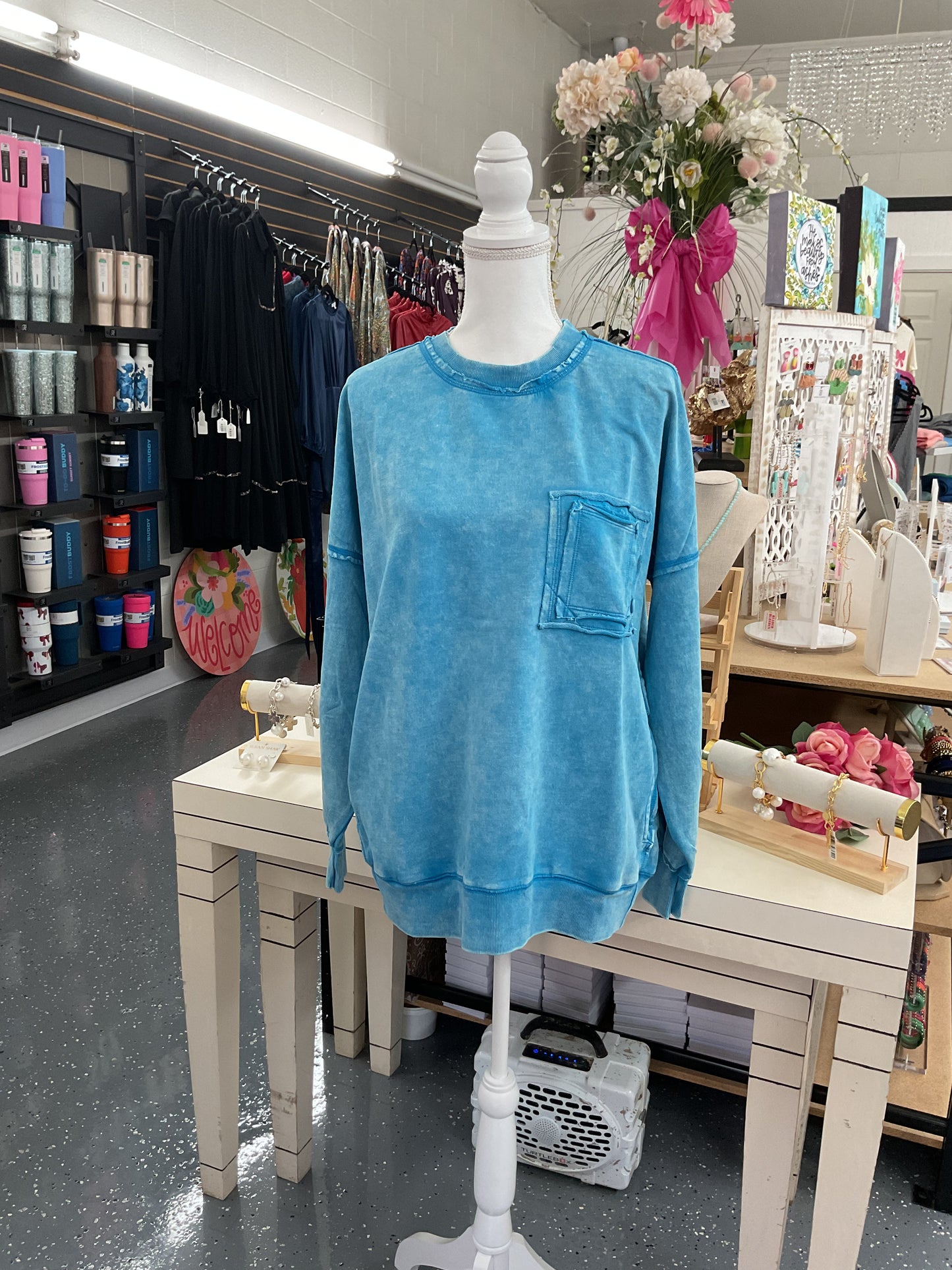 French Terry Pocket Pullover Deep Sky