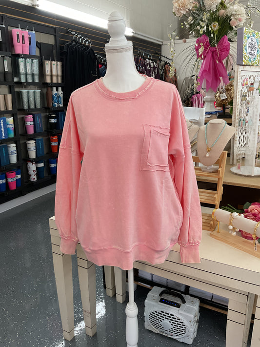French Terry Pocket Pullover Pink