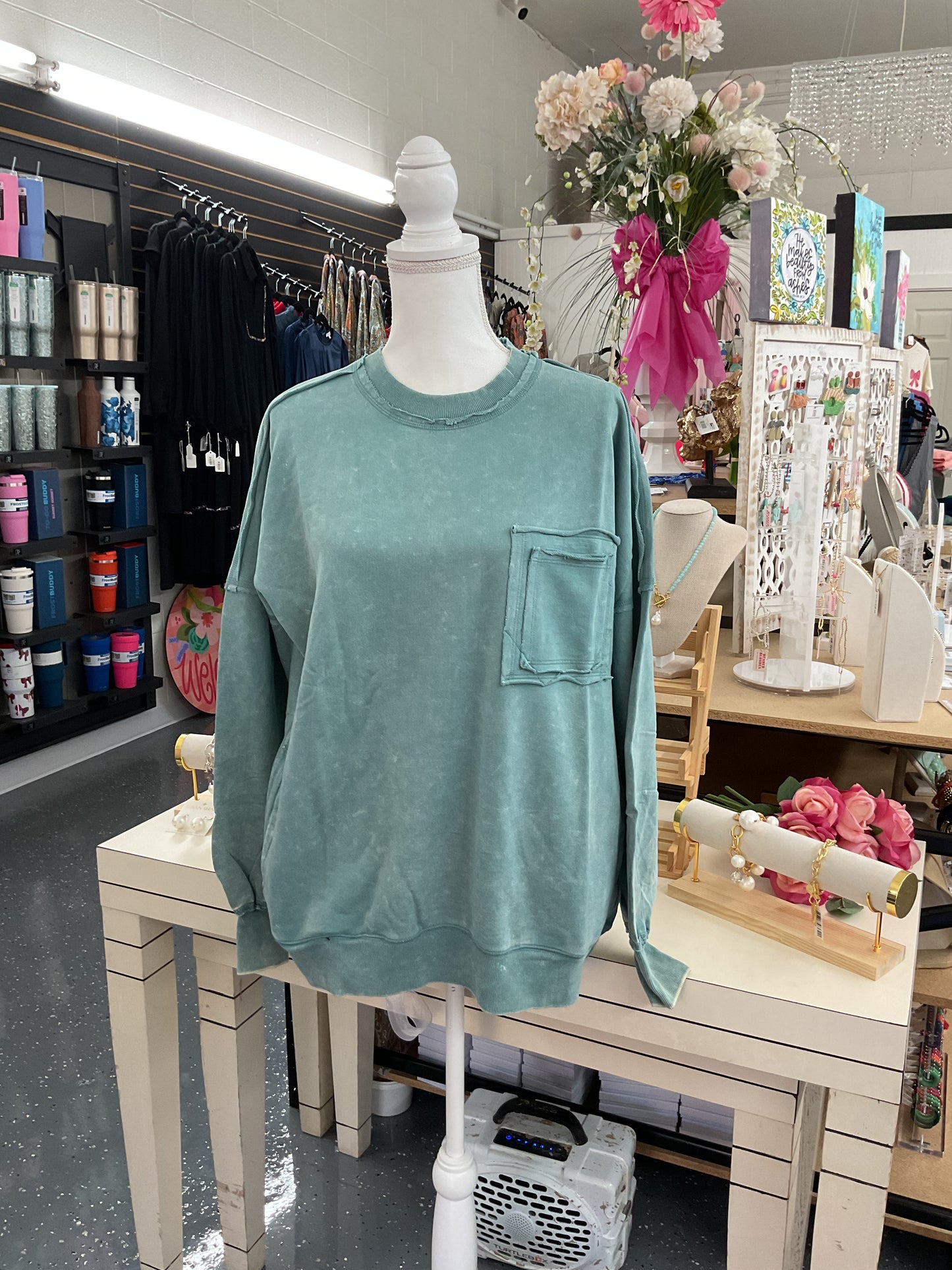 French Terry Pocket Pullover Ash Blue