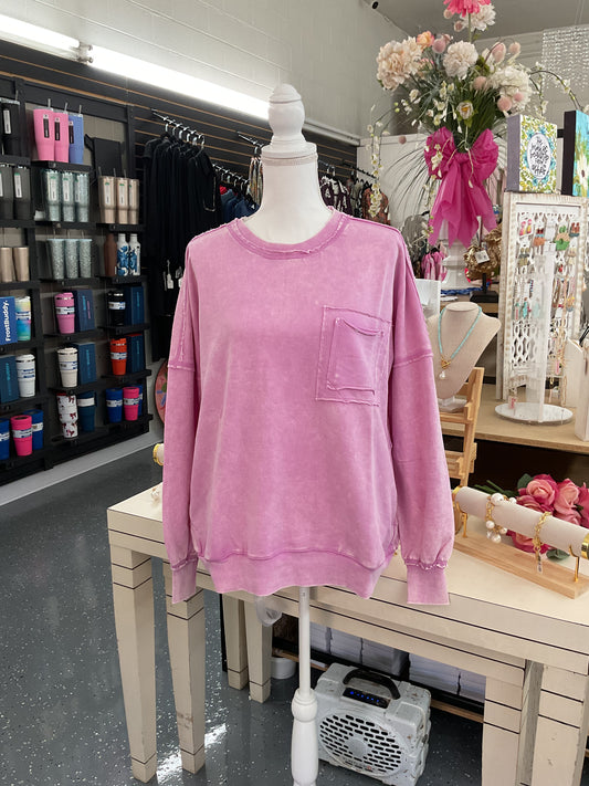 French Terry Pocket Pullover Mauve