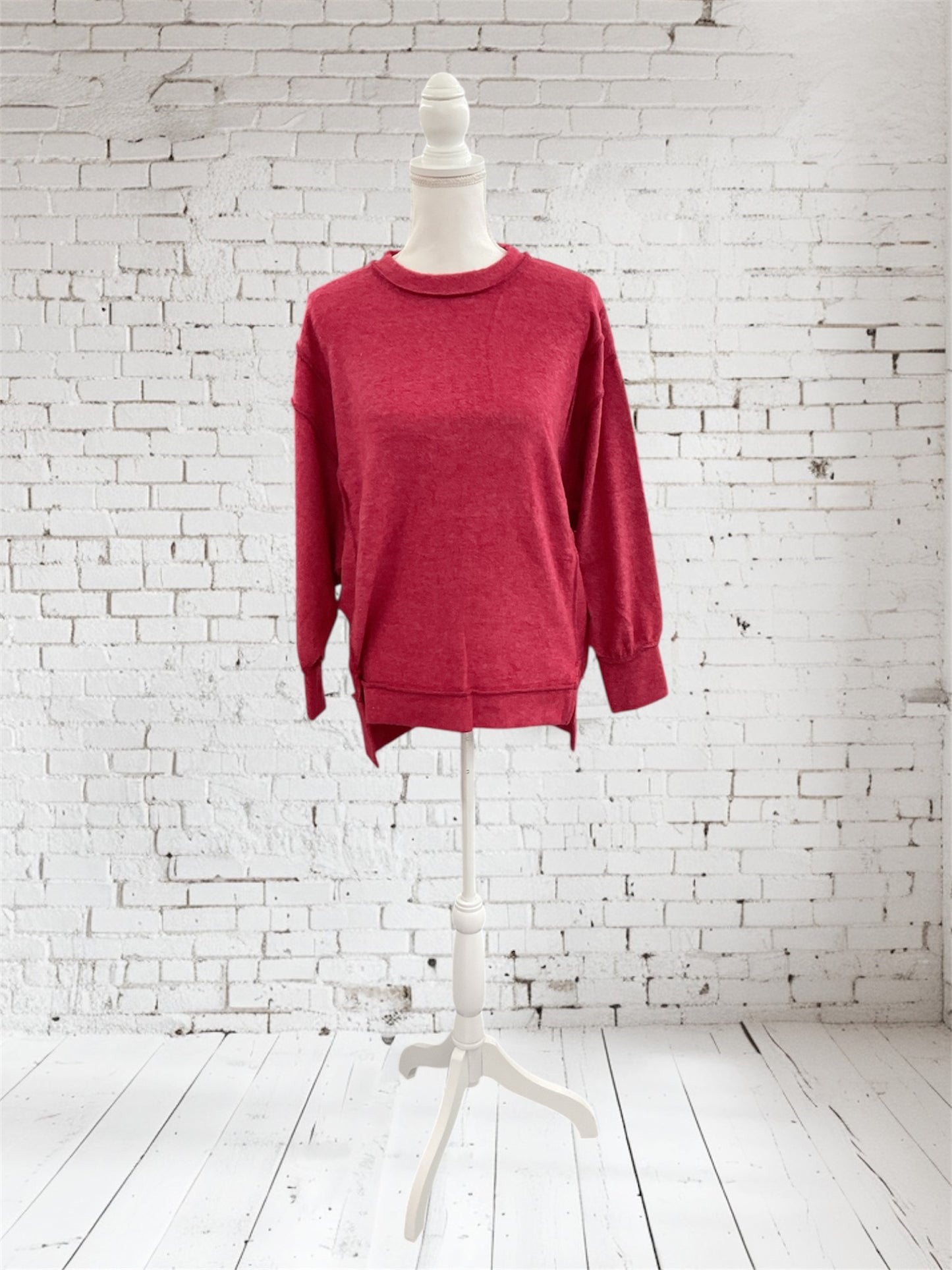 Brushed Hacci Sweater Dark Red